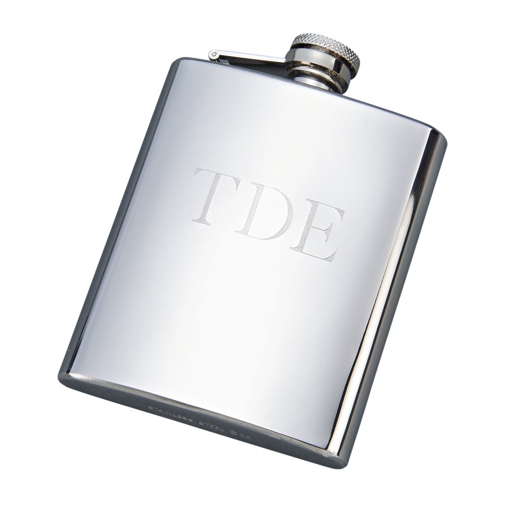 Polished Stainless Steel 8oz Flask — Hinged Cap, Gift Boxed