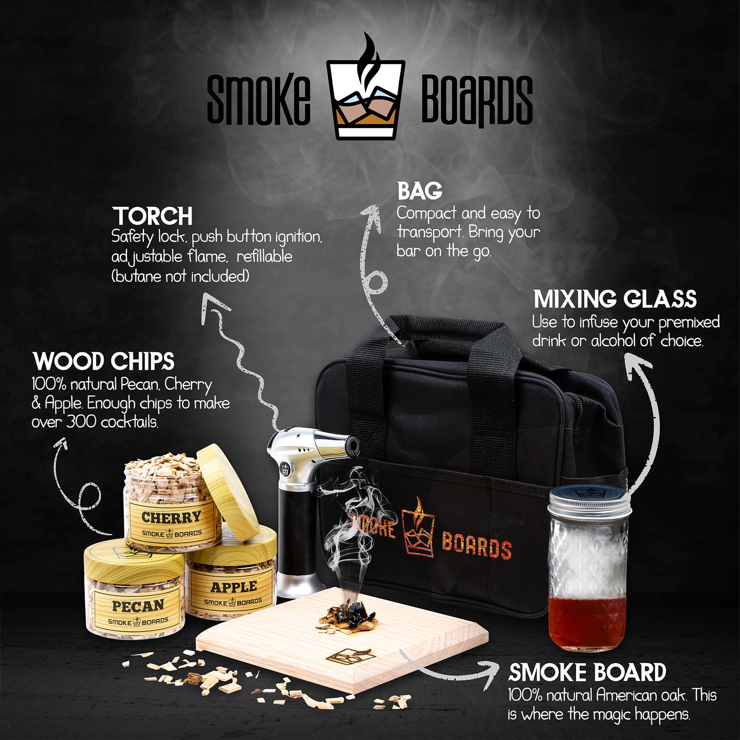 Cocktail Smoker Kit with Torch — Bourbon & Whiskey Infusion Set