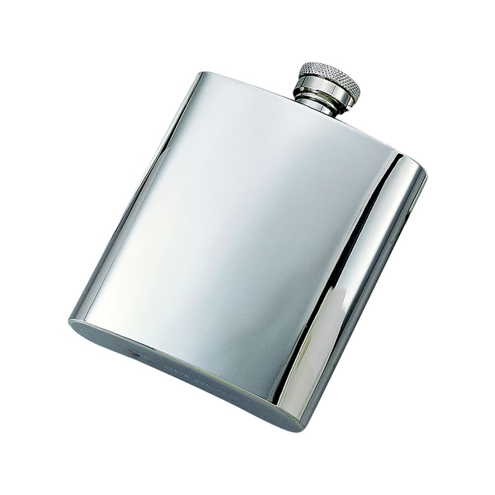 Polished Stainless Steel 8oz Flask — Hinged Cap, Gift Boxed