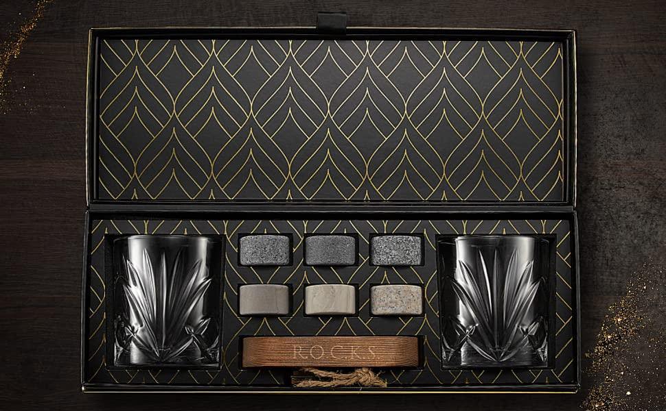 The Connoisseur's Set — Diamond Cut Crystal Palm Whiskey Glasses
