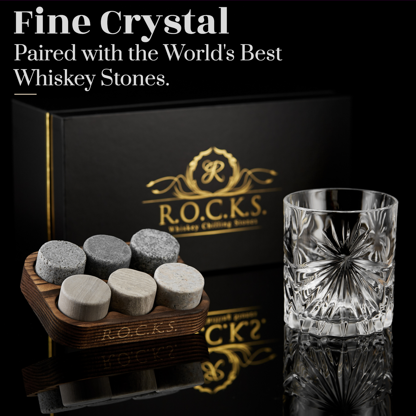The Connoisseur's Set — Soleil Glass Edition with Granite Whiskey Stones
