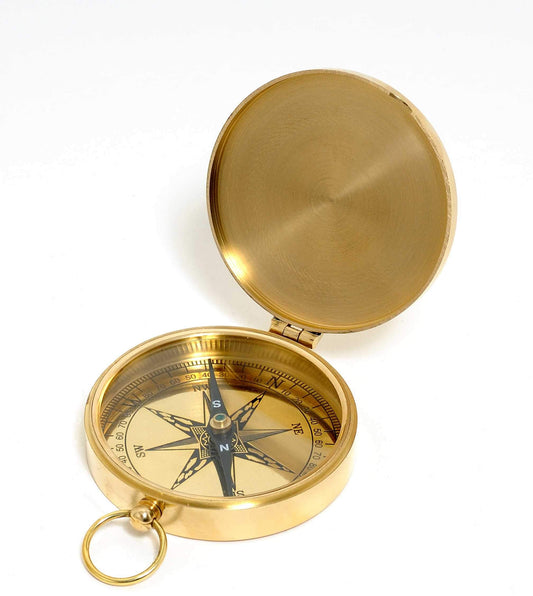 Solid Brass Marine Compass with Hinged Lid — Heritage Nautical Collection