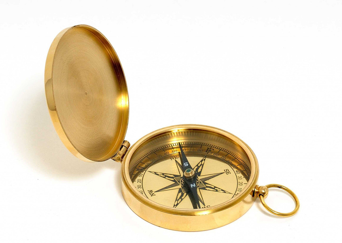 Solid Brass Marine Compass with Hinged Lid — Heritage Nautical Collection
