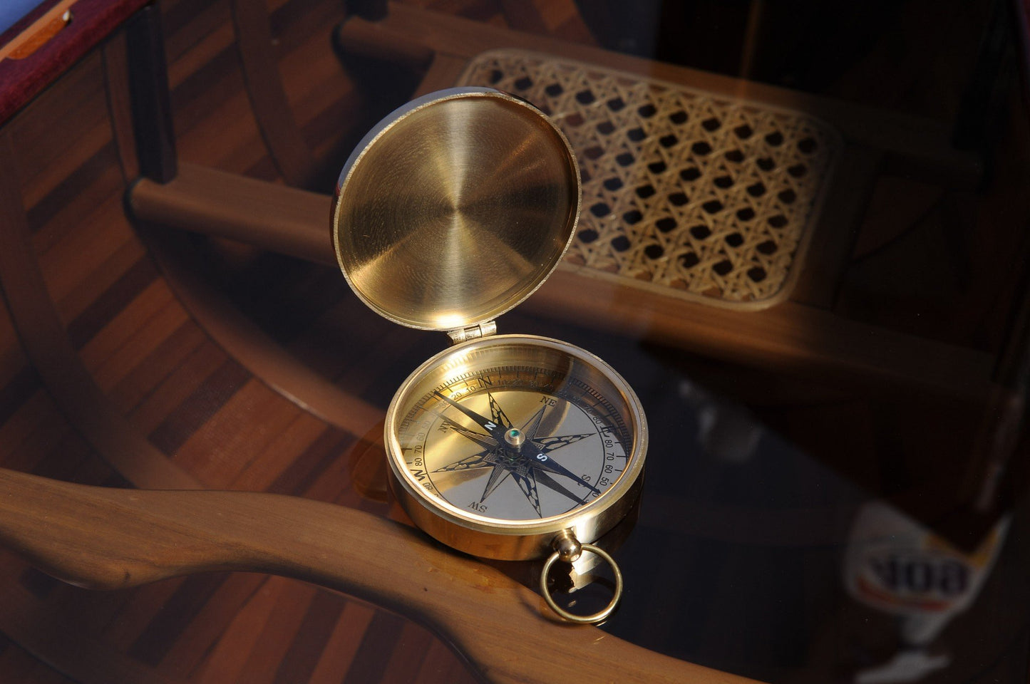 Solid Brass Marine Compass with Hinged Lid — Heritage Nautical Collection