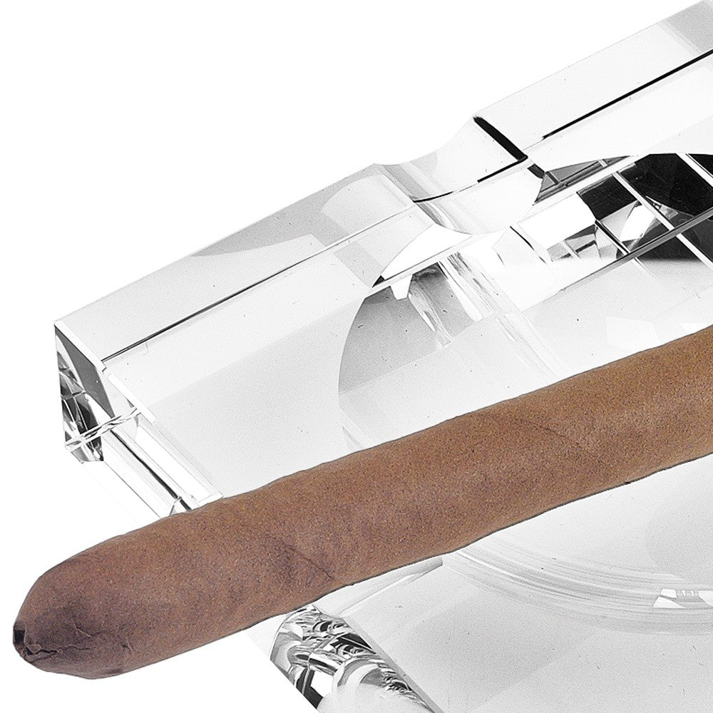 Handcrafted Square Crystal Cigar Ashtray — Lead-Free Optical Crystal