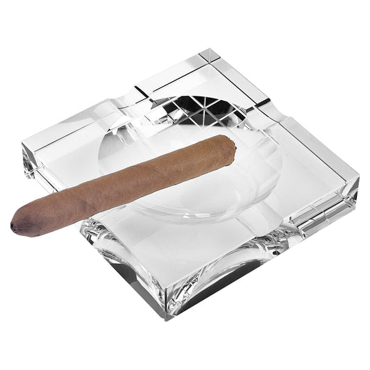 Handcrafted Square Crystal Cigar Ashtray — Lead-Free Optical Crystal
