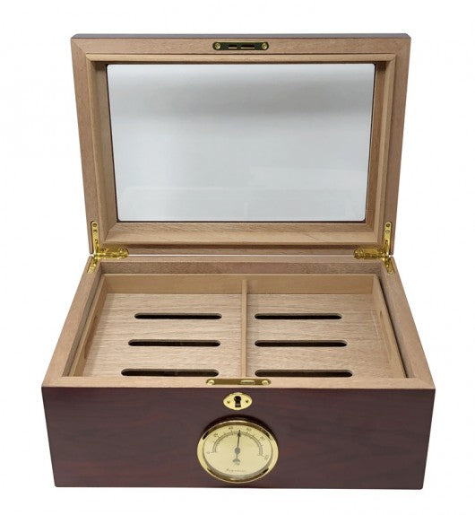 The Berkeley Cigar Humidor — Glass Top with Spanish Cedar Lining & Lock