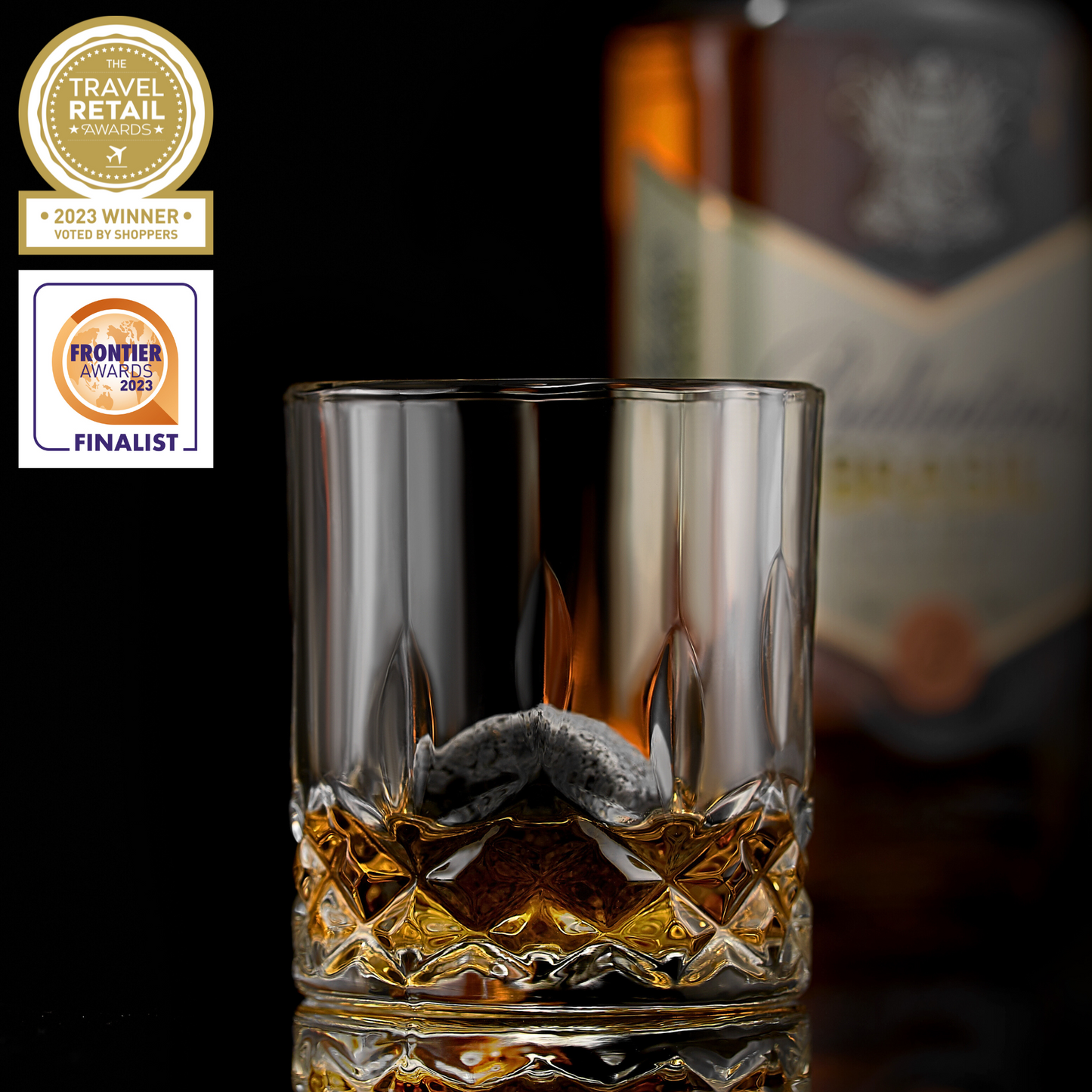 The Connoisseur's Set — Signature Crystal Whiskey Glasses with Granite Chilling Stones