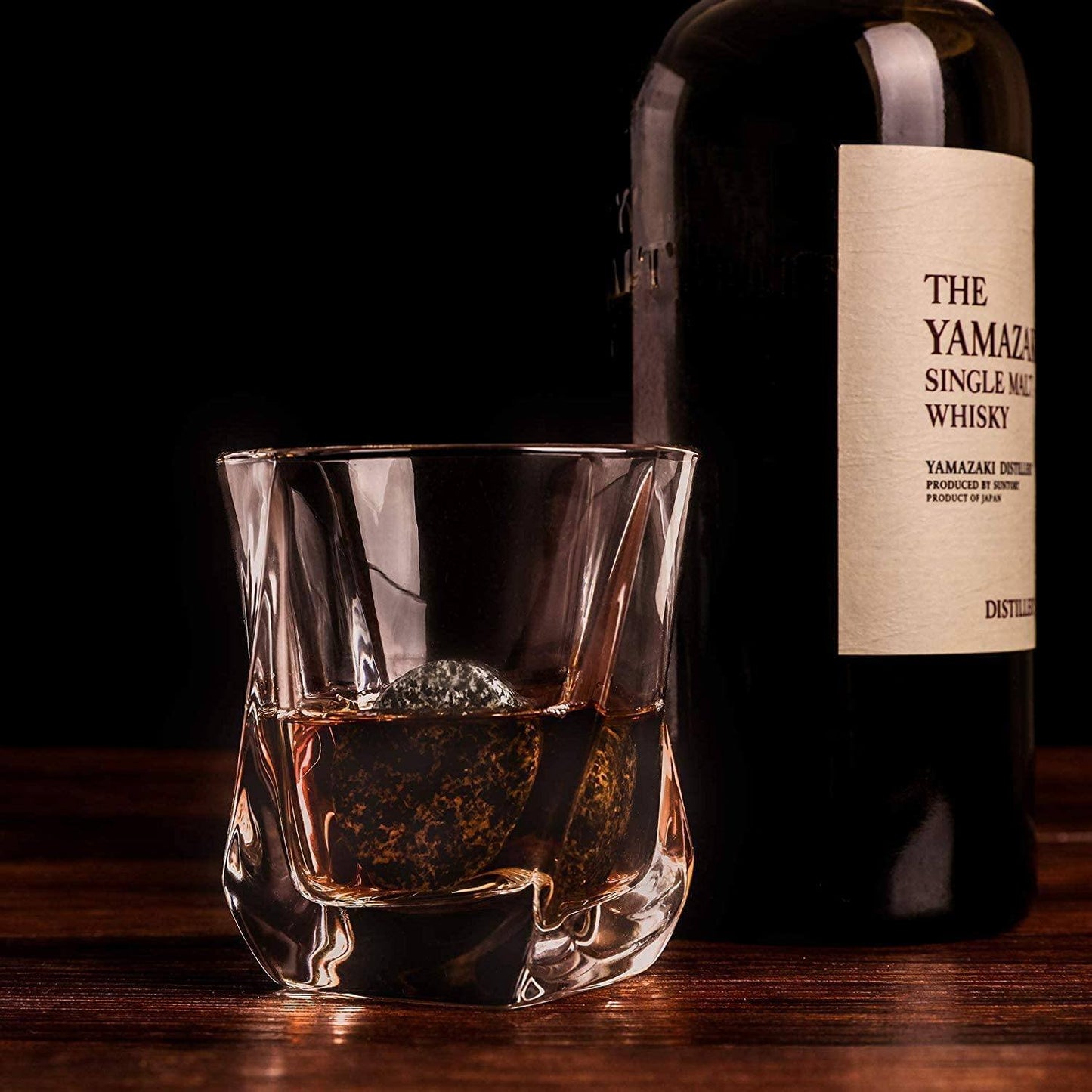 The Connoisseur's Set — Twist Glass Edition with Granite Whiskey Stones