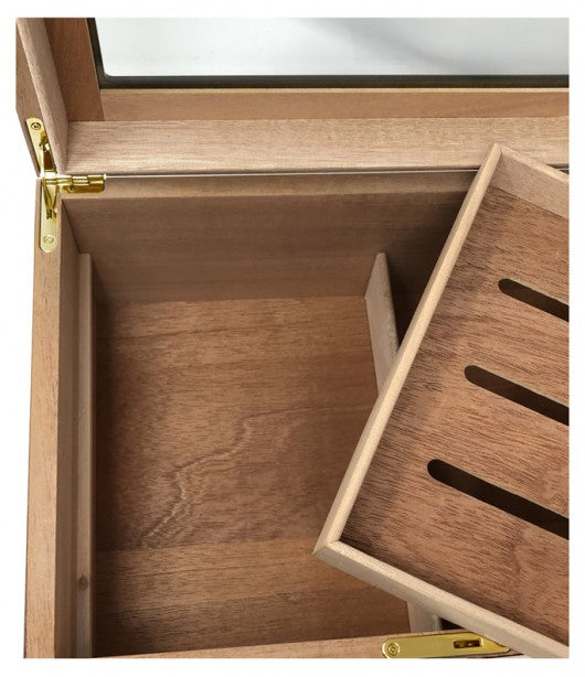 The Berkeley Cigar Humidor — Glass Top with Spanish Cedar Lining & Lock