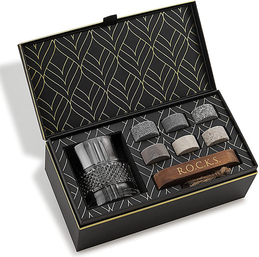 The Connoisseur's Set — Reserve Glass Edition with Granite Whiskey Stones