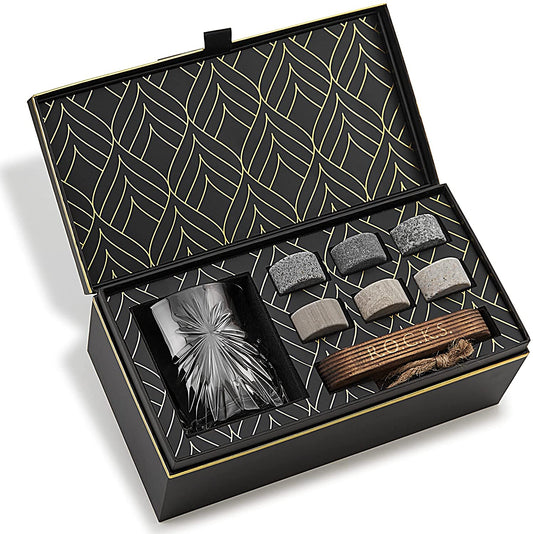 The Connoisseur's Set — Soleil Glass Edition with Granite Whiskey Stones