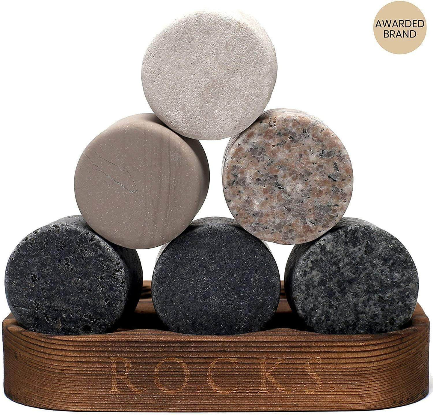 The Connoisseur's Set — Signature Crystal Whiskey Glasses with Granite Chilling Stones