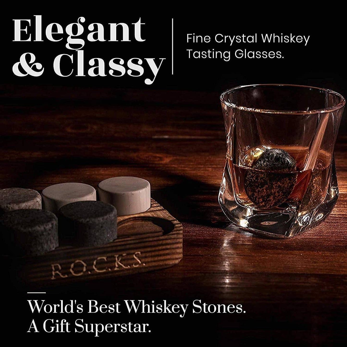 The Connoisseur's Set — Twist Glass Edition with Granite Whiskey Stones