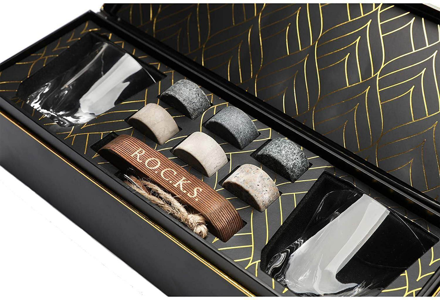 The Connoisseur's Set — Twist Glass Edition with Granite Whiskey Stones
