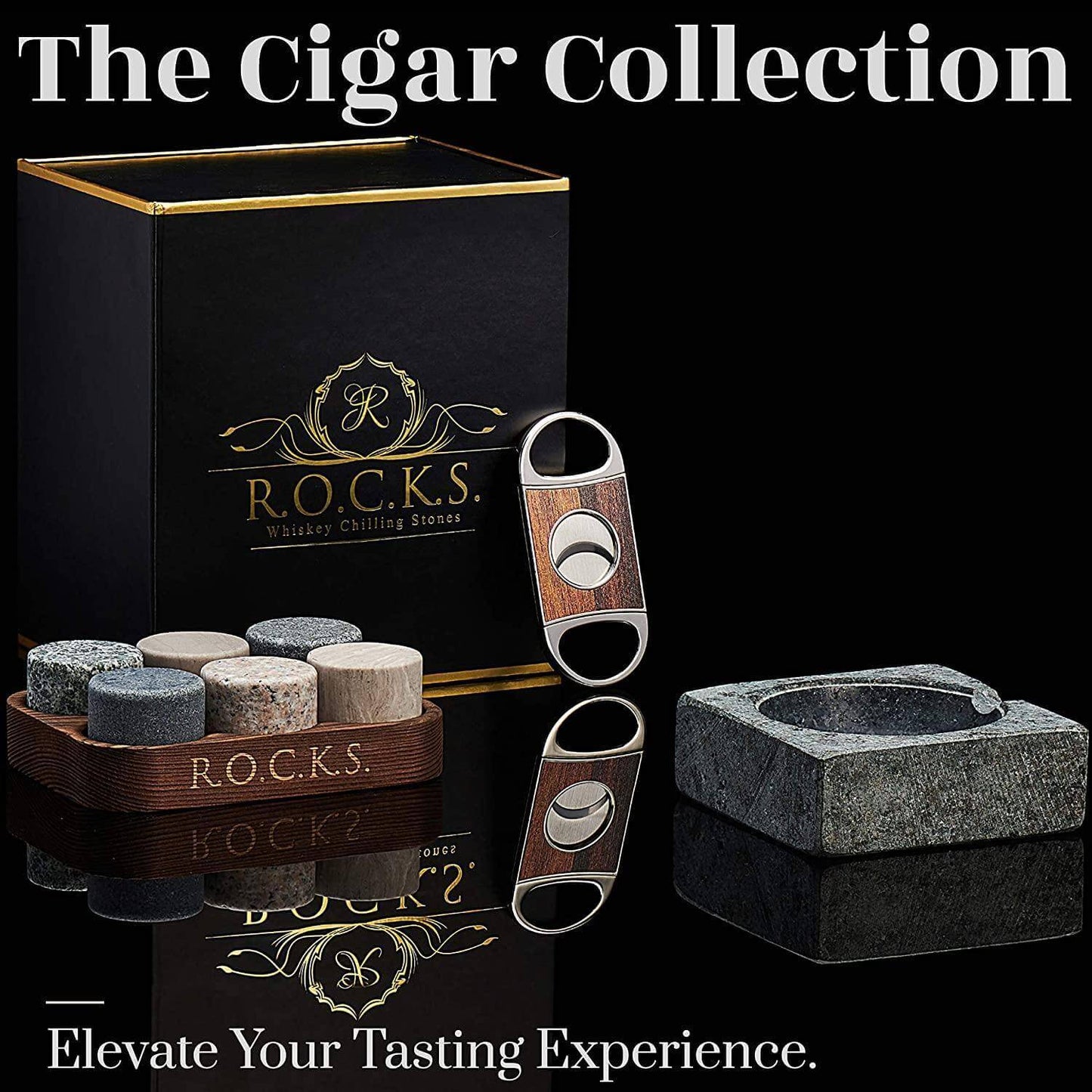 The Gentleman's Set — Granite Whiskey Stones & Cigar Ashtray Collection