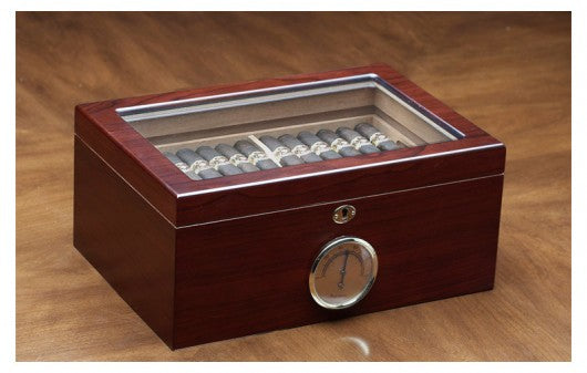 The Berkeley Cigar Humidor — Glass Top with Spanish Cedar Lining & Lock