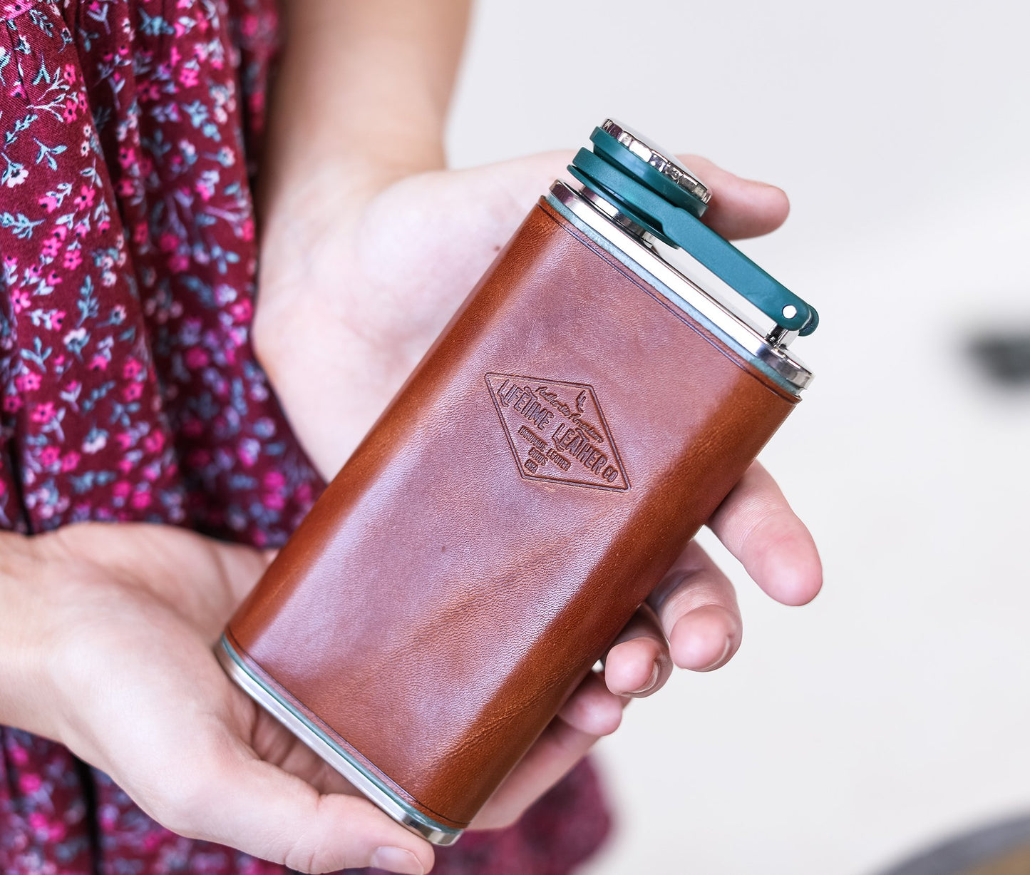 Genuine American Leather Flask — Hand-Sewn Stanley® 8oz Heritage Flask