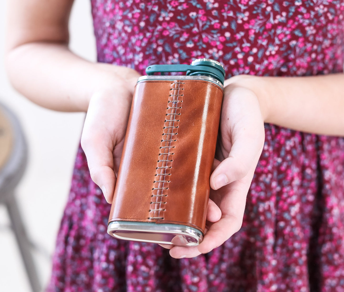 Genuine American Leather Flask — Hand-Sewn Stanley® 8oz Heritage Flask