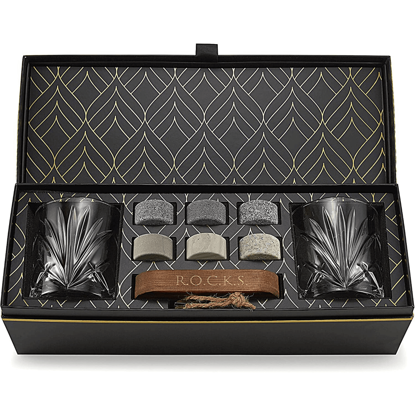 The Connoisseur's Set — Diamond Cut Crystal Palm Whiskey Glasses