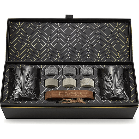 The Connoisseur's Set — Diamond Cut Crystal Palm Whiskey Glasses