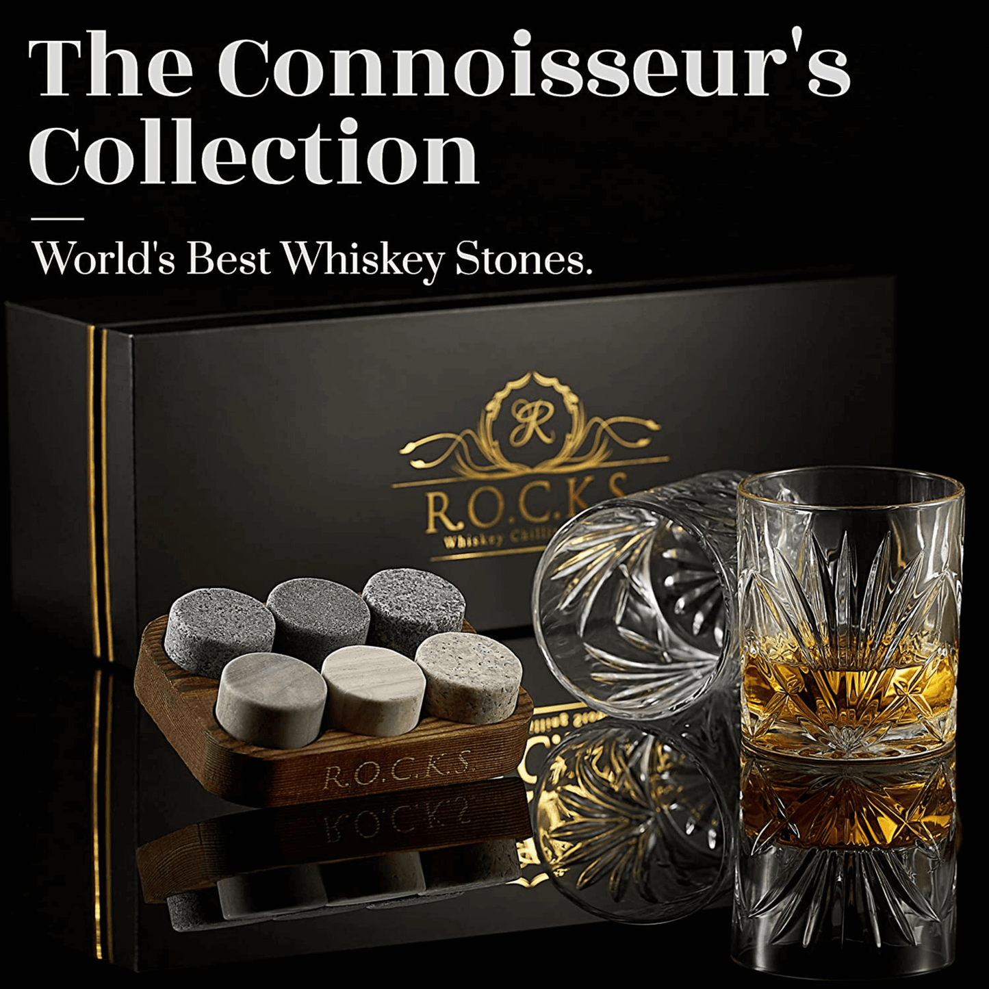 The Connoisseur's Set — Diamond Cut Crystal Palm Whiskey Glasses