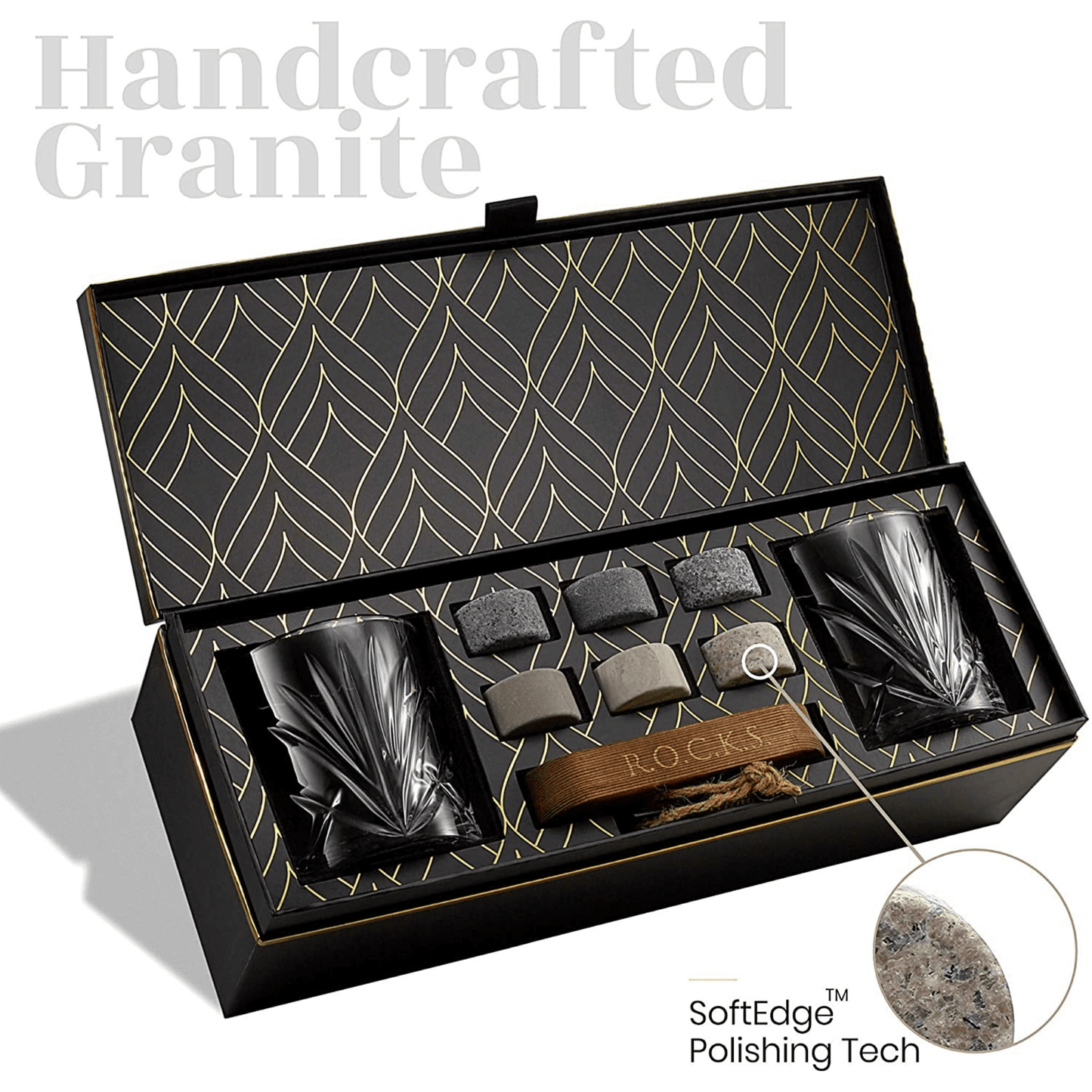 The Connoisseur's Set — Diamond Cut Crystal Palm Whiskey Glasses