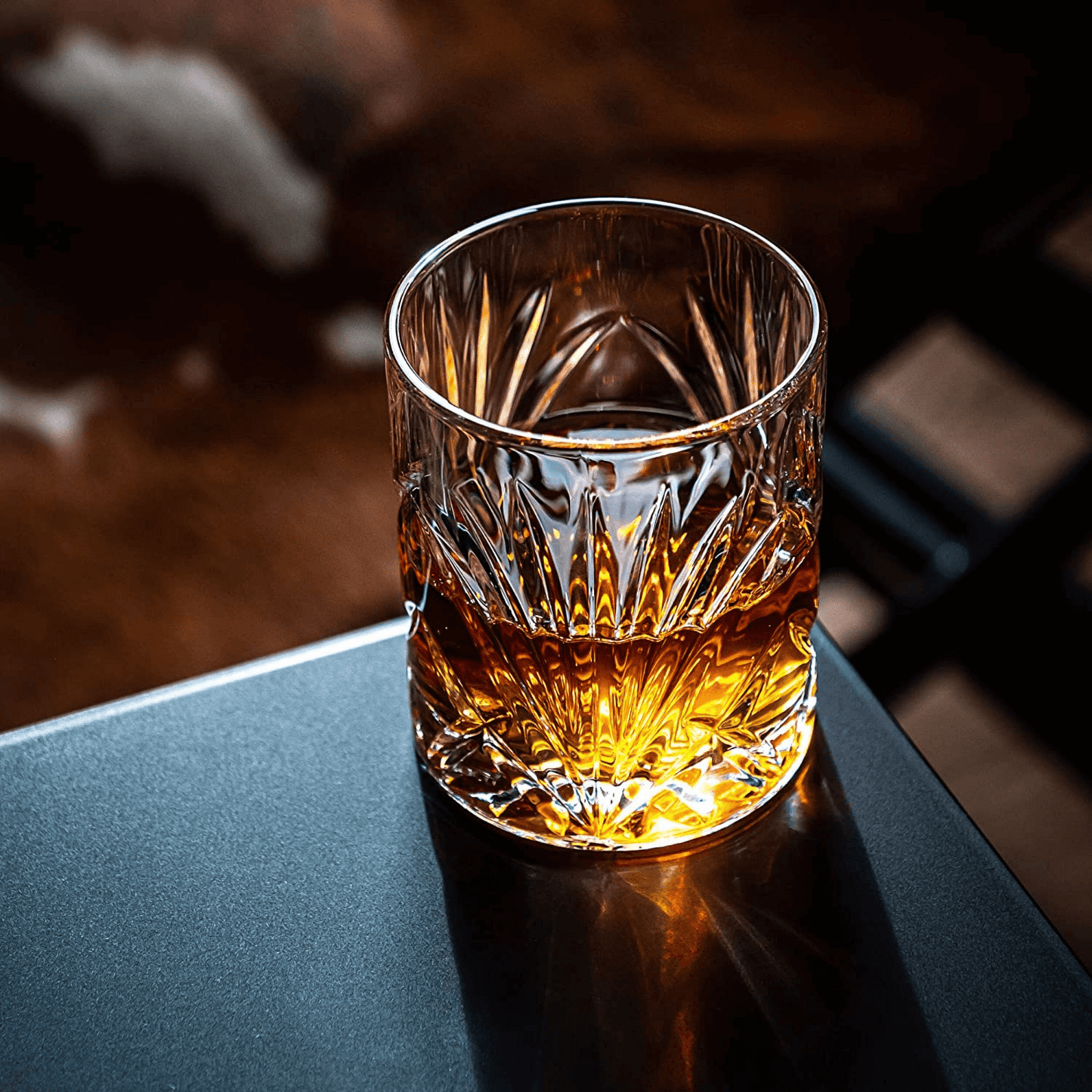 The Connoisseur's Set — Diamond Cut Crystal Palm Whiskey Glasses