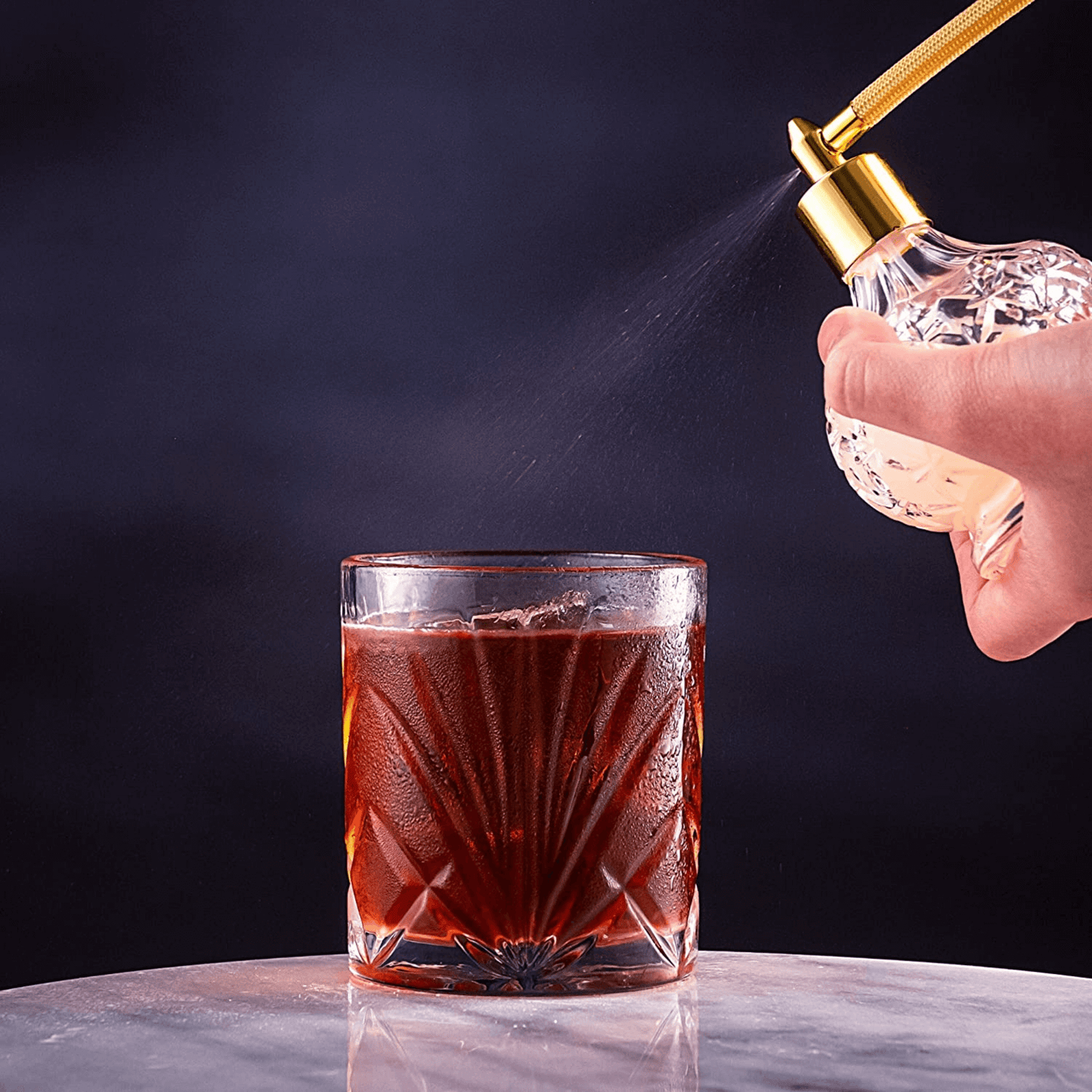 The Connoisseur's Set — Diamond Cut Crystal Palm Whiskey Glasses
