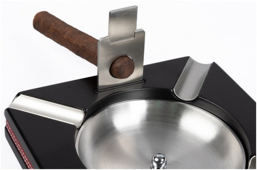 Leather Trim Cigar Ashtray with Built-In Cutter — Heritage Desk Collection