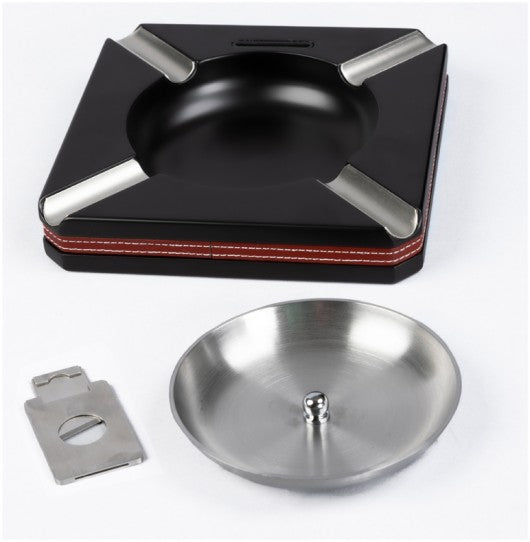 Leather Trim Cigar Ashtray with Built-In Cutter — Heritage Desk Collection