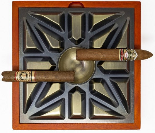 Smokin Ash Urban MatrX Cigar Ashtray — Brass & Walnut Heritage Design