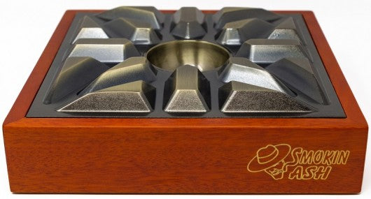 Smokin Ash Urban MatrX Cigar Ashtray — Brass & Walnut Heritage Design