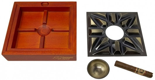 Smokin Ash Urban MatrX Cigar Ashtray — Brass & Walnut Heritage Design