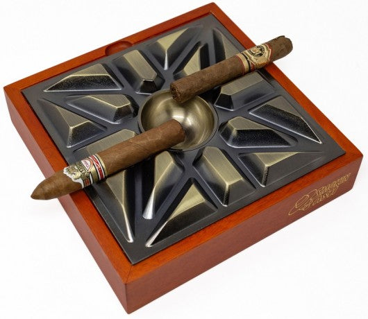 Smokin Ash Urban MatrX Cigar Ashtray — Brass & Walnut Heritage Design