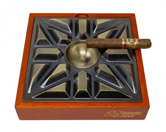 Smokin Ash Urban MatrX Cigar Ashtray — Brass & Walnut Heritage Design