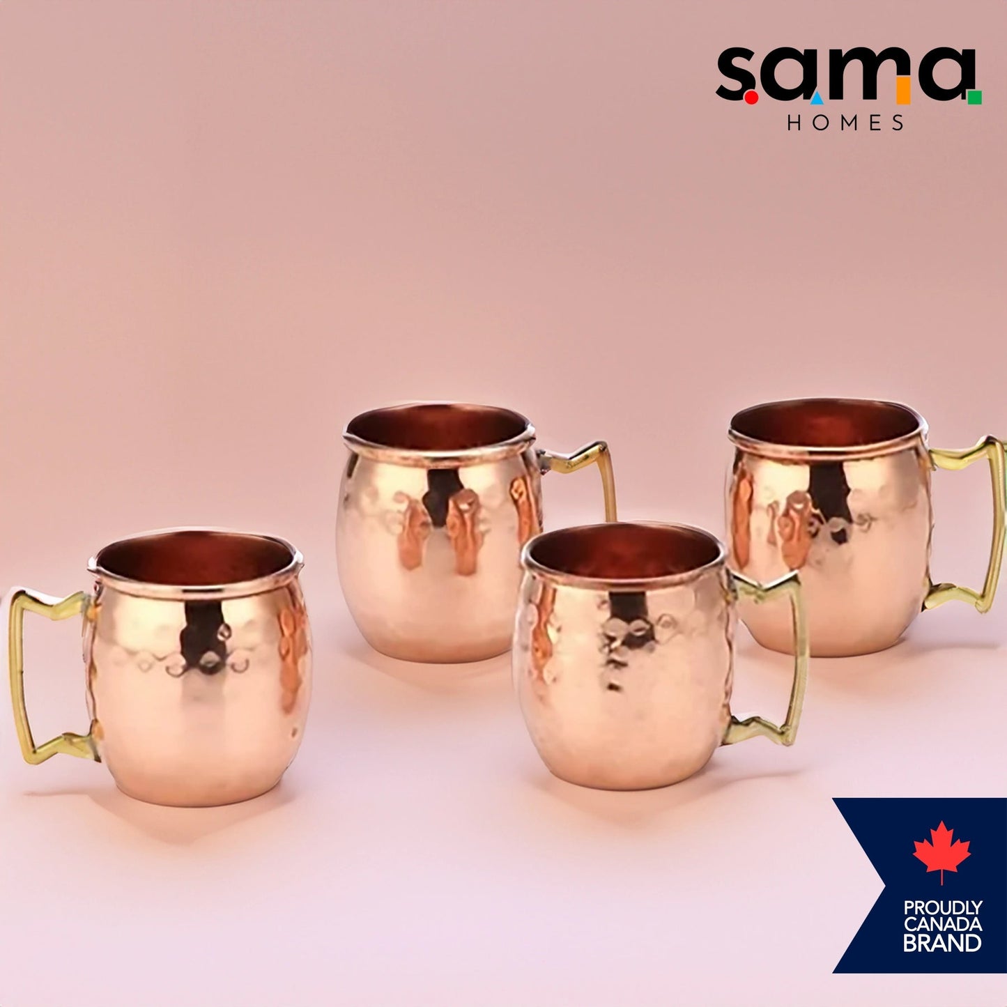 Premium Hammered Copper Moscow Mule Mug Set — 100% Pure Copper Barrel Mugs