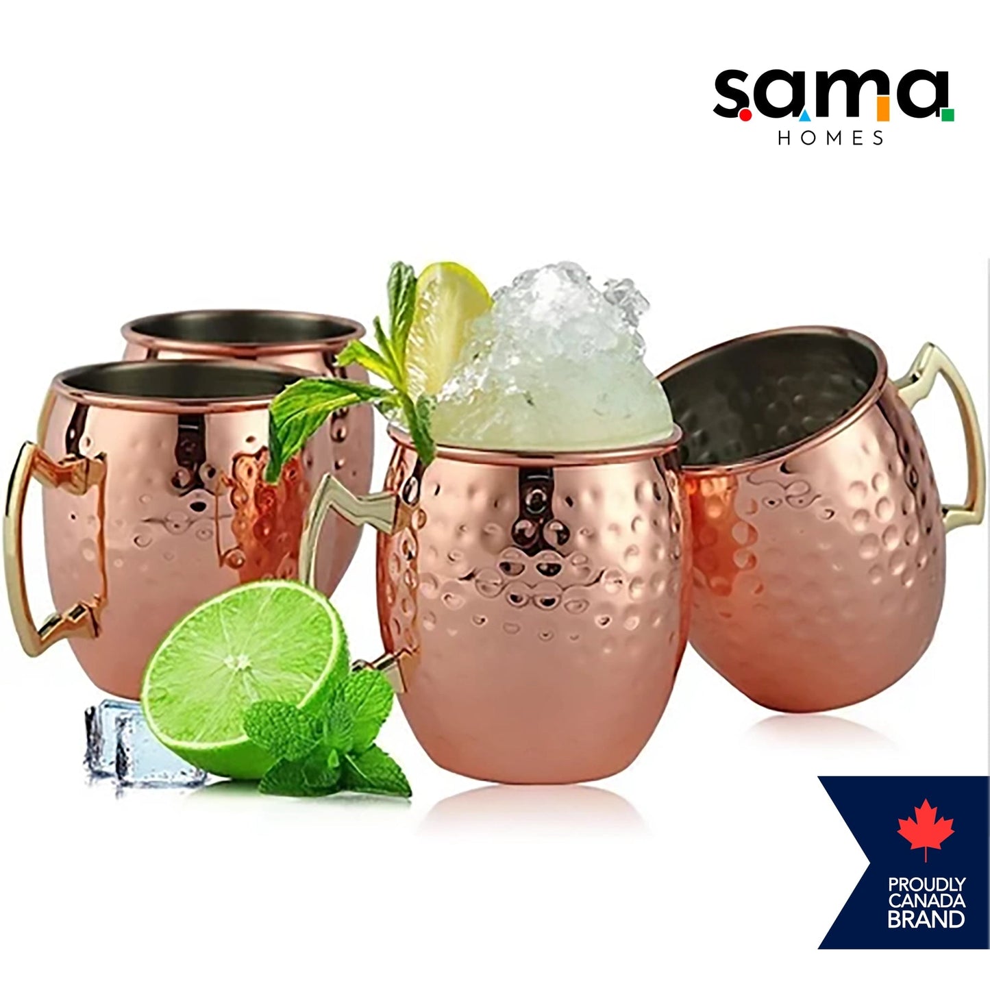 Premium Hammered Copper Moscow Mule Mug Set — 100% Pure Copper Barrel Mugs