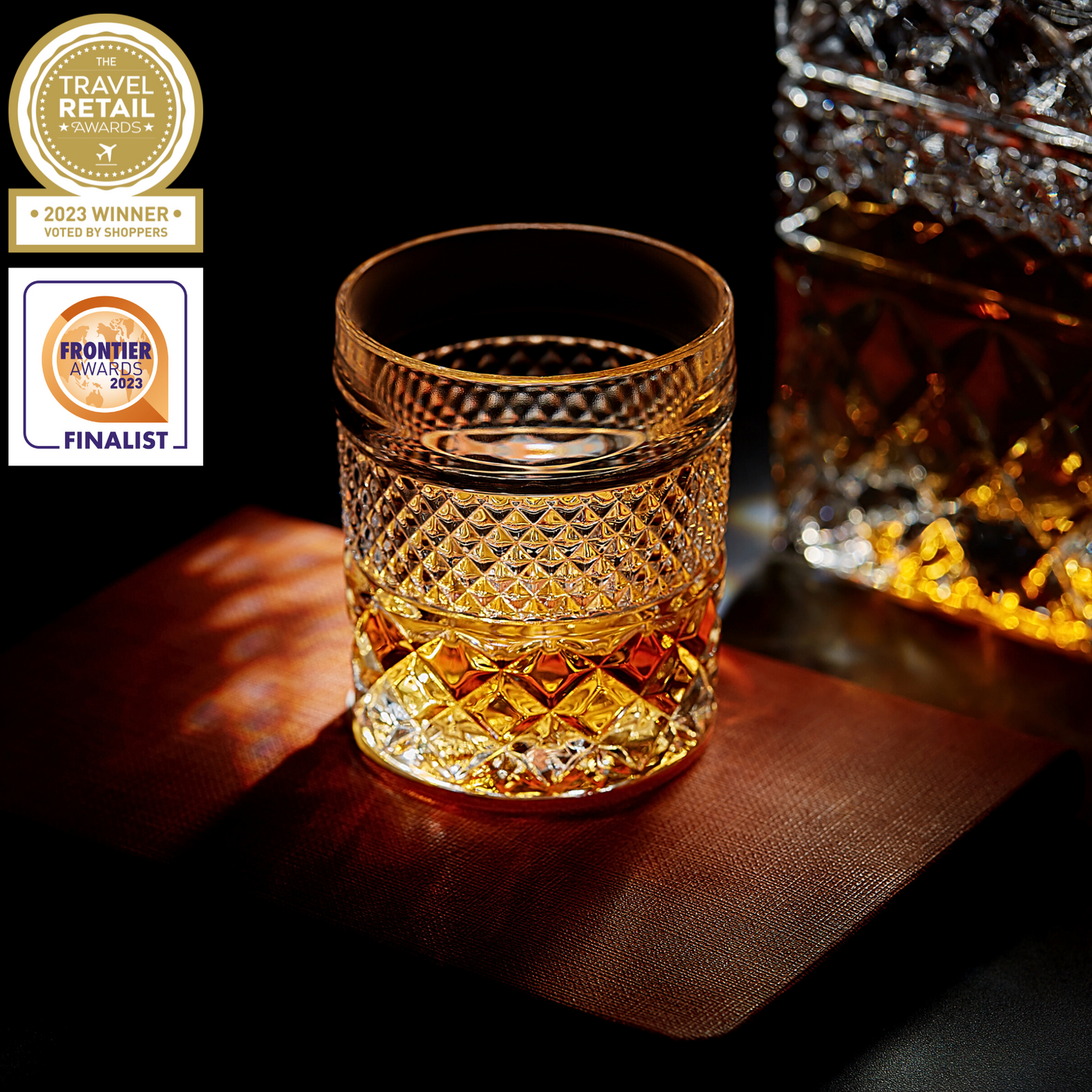 The Whiskey Decanter Gift Set — Crystal Decanter, Glasses & Granite Chilling Rocks