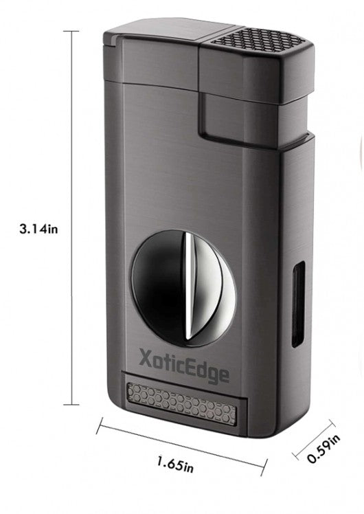 XoticEdge Aurora Triple Flame Cigar Lighter — with Built-In Double Blade Guillotine