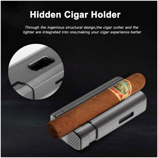 XoticEdge Aurora Triple Flame Cigar Lighter — with Built-In Double Blade Guillotine