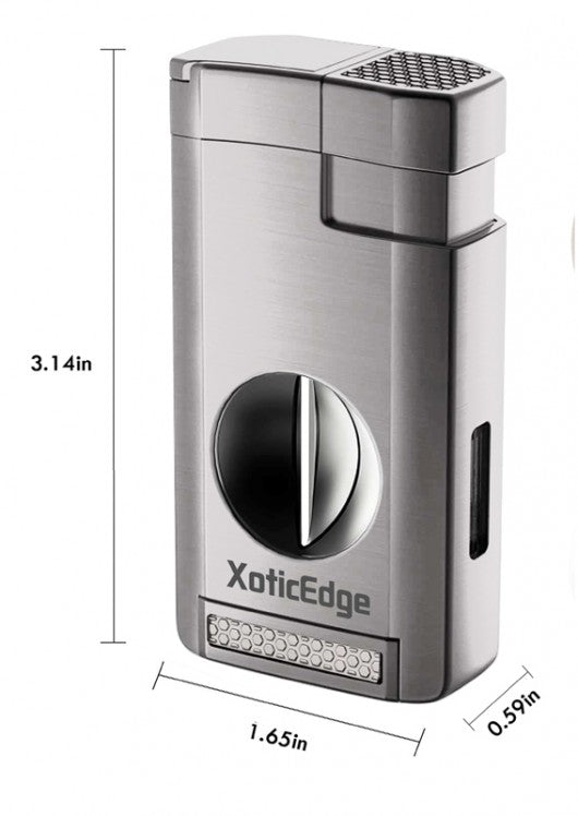 XoticEdge Aurora Triple Flame Cigar Lighter — with Built-In Double Blade Guillotine