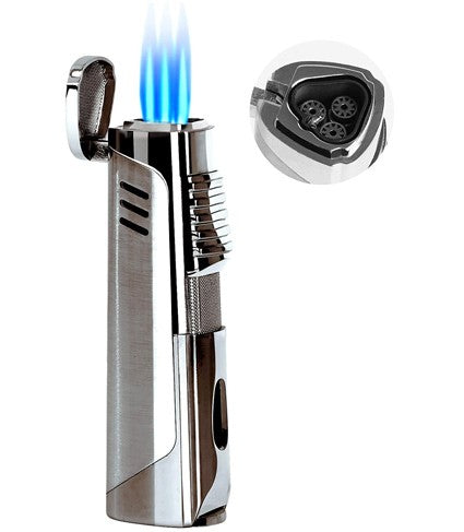 The Pinnacle Triple Flame Cigar Torch Lighter — with Built-In Punch Cutter