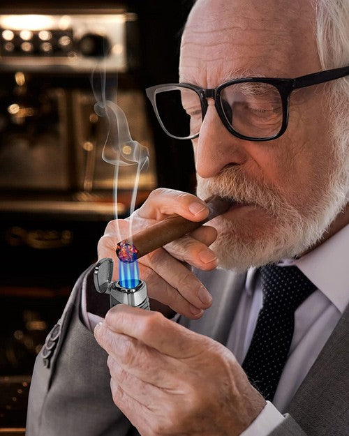 The Pinnacle Triple Flame Cigar Torch Lighter — with Built-In Punch Cutter